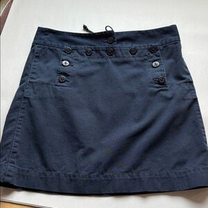 J.CREW Mini Skirt Classic Twill Chino Sailor Front Womens 2 Navy preppy Academia